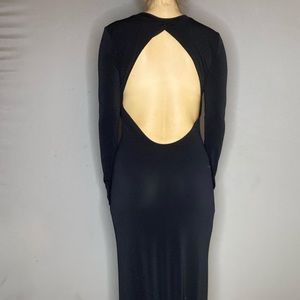 Floor length, long sleeve open back dress - SMALL